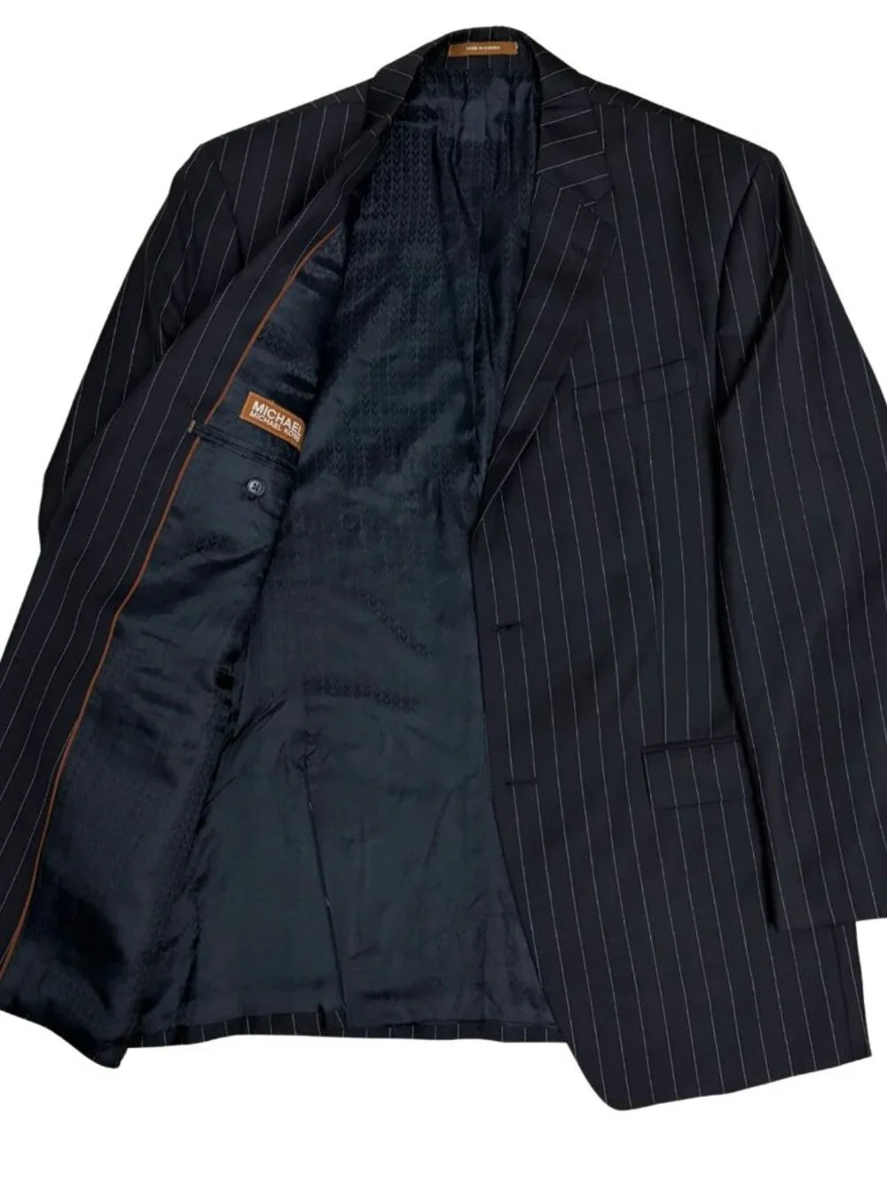 MICHAEL KORS VINTAGE Pinstripe SUIT WOOL Black Business Blazer & Pants Mens 42L